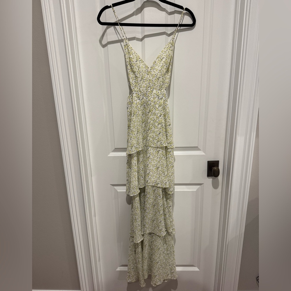 Aqua Floral Layered Maxi Dress